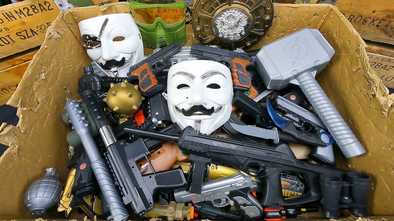 Vendetta Mask, Thor's Hammer, Pirate Shield, Toy Realistic Weapons And Rifles