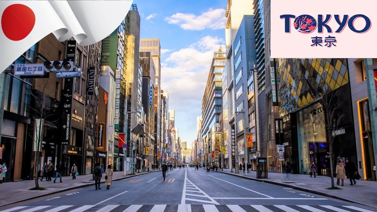 Поездка по центру Токио, от Асакусы до Гиндзы, Япония, 4K.