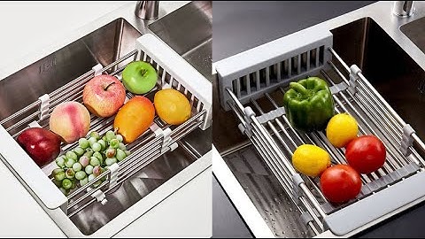 Rổ Inox Gác Bồn Rửa Gấp Gọn