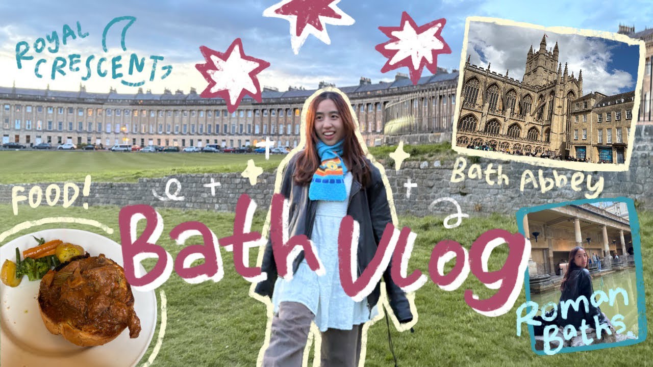 TRIP TO BATH UK ˖⁺‧₊⟡₊˚⊹ royal crescent, roman baths, food and more!