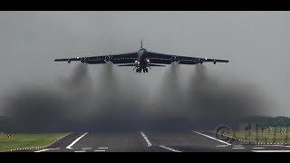 B-52 Stratofortress  US strategic bomber Take Off RAF Fairford England  USAF