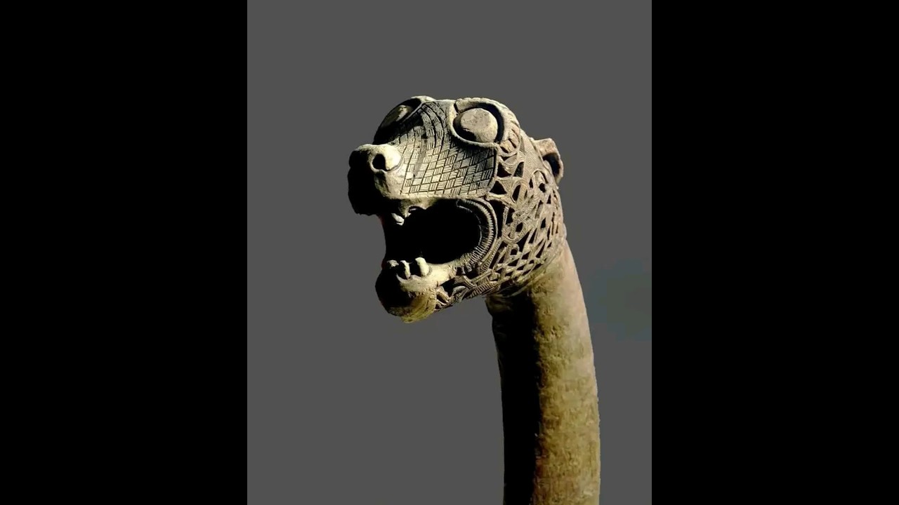 A dragon head, one of the grave goods from the Viking Oseberg ship burial, Norway, 800 AD.