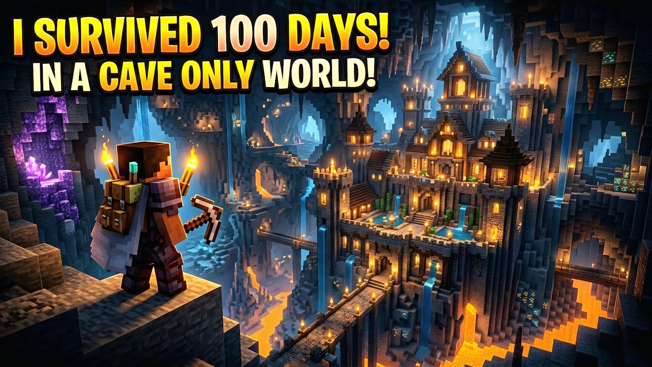 I Survive 100 days in CAVE ONLY world in Minecraft - YouTube