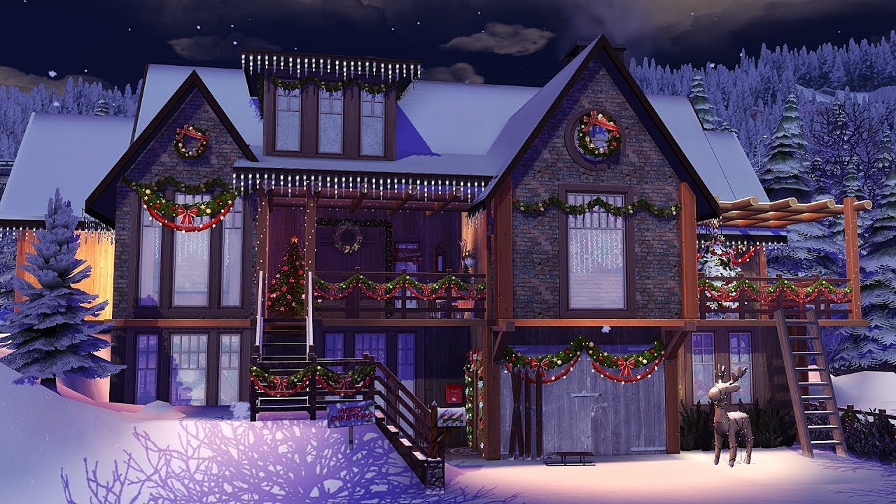 Игра дом новый год. SIMS 4 Christmas House. Симс 4 Рождественский дом. Винтер Хаус симс 4. Дом Деда Мороза симс 4.