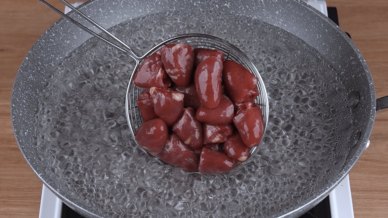 Add the chicken hearts to boiling water and you'll be ... - YouTube