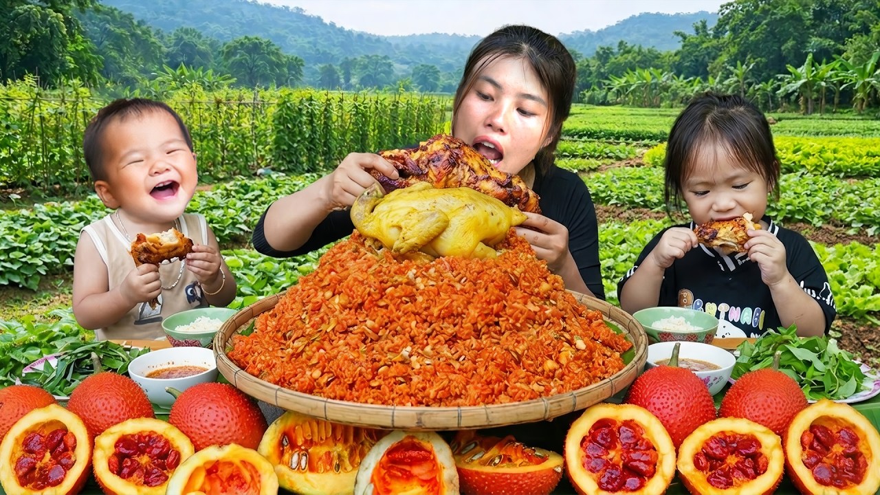 How to Cook Steamed Chicken with Sticky rice for Lunch - Harvest 1000kg Peanuts to Sell at Market