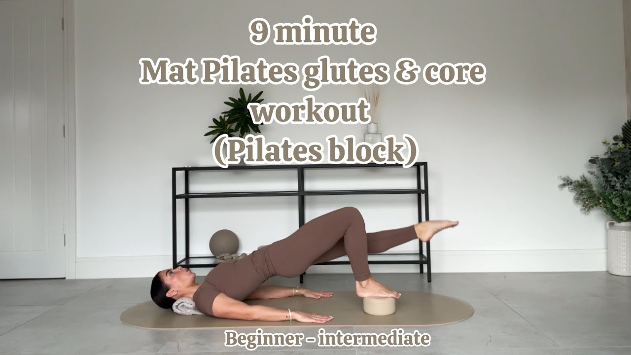 9 MINUTE ⏱️ MAT PILATES GLUTES & CORE WORKOUT (with block & hand weights) beginner - intermediate 