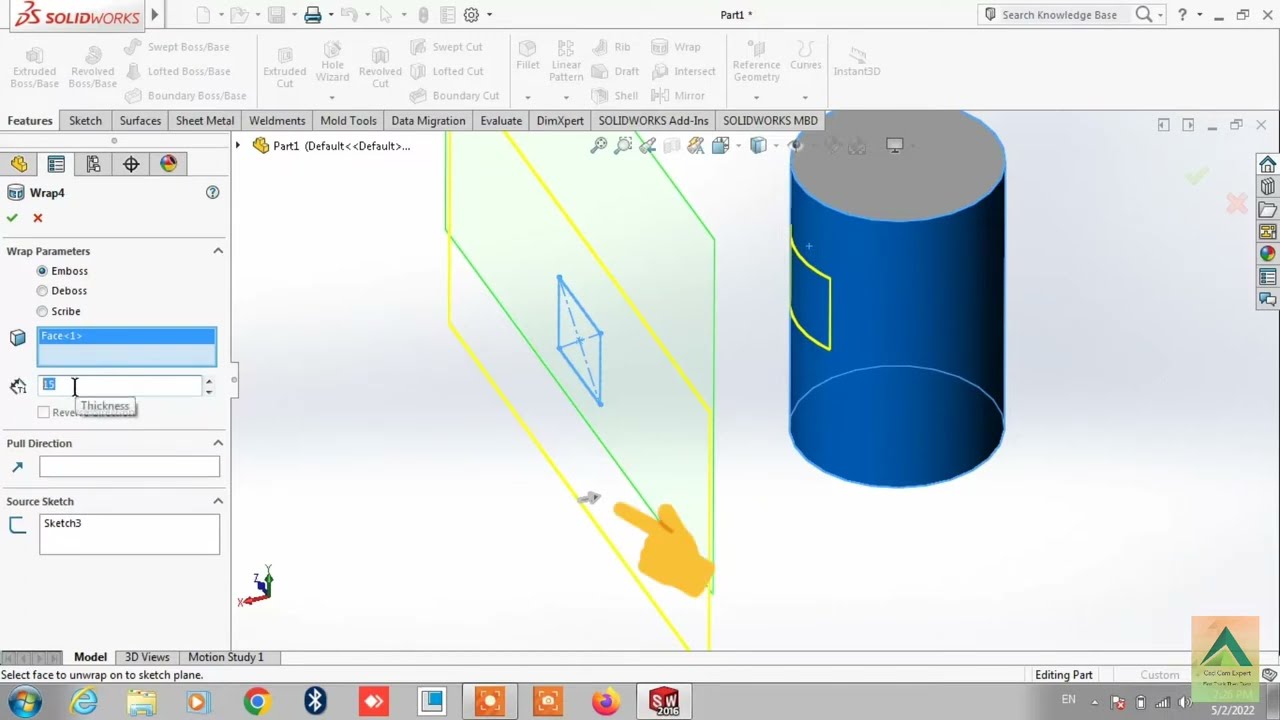 Wrap Command in Solidworks ll in hindi ll Cad Cam Expert