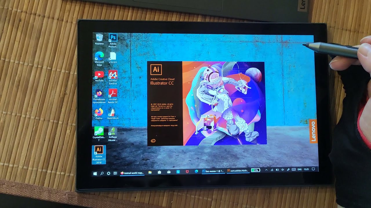 Lenovo IdeaPad Duet 3 tab in adobe Photoshop / Illustrator stylus work. Как работает стилус.