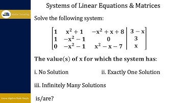 Linear Systems: No Solution, Exactly One Solution or Infinitely Many Solutions - Example 7