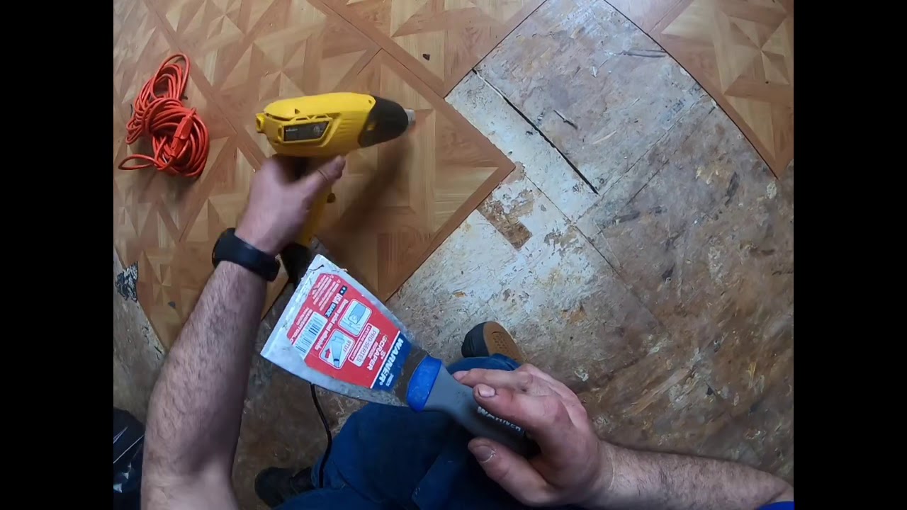 Removing Linoleum Tiles with a Heat Gun YouTube