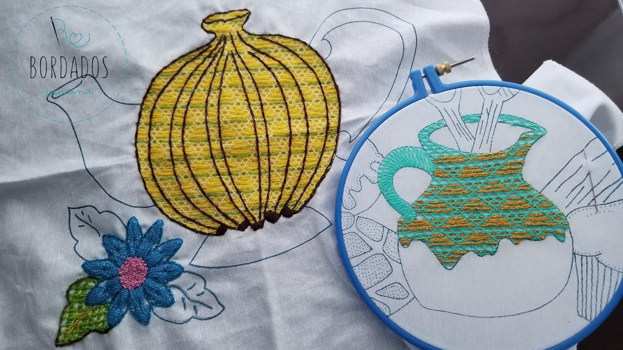 Bordado fantasia Tetera Plátano 🍌 y Jarrito