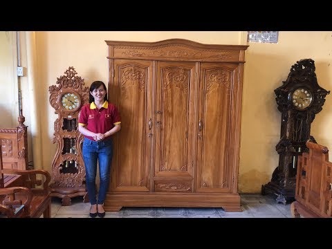 Video Tủ quần áo 3 cánh, 3 buồng gỗ gõ đỏ 1,75m dày dặn-Giá... - youtube