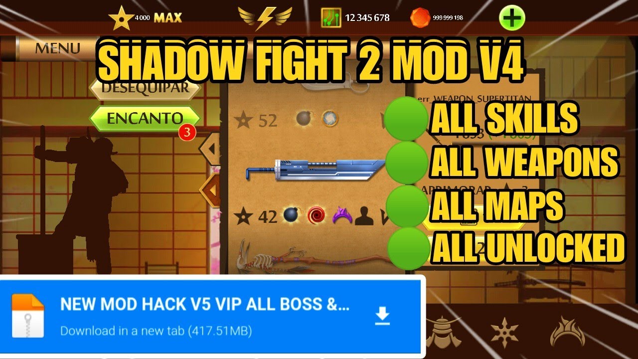 💥SHADOW FIGHT 2 NEW MOD HACK VIP V4 ALL BOSSES