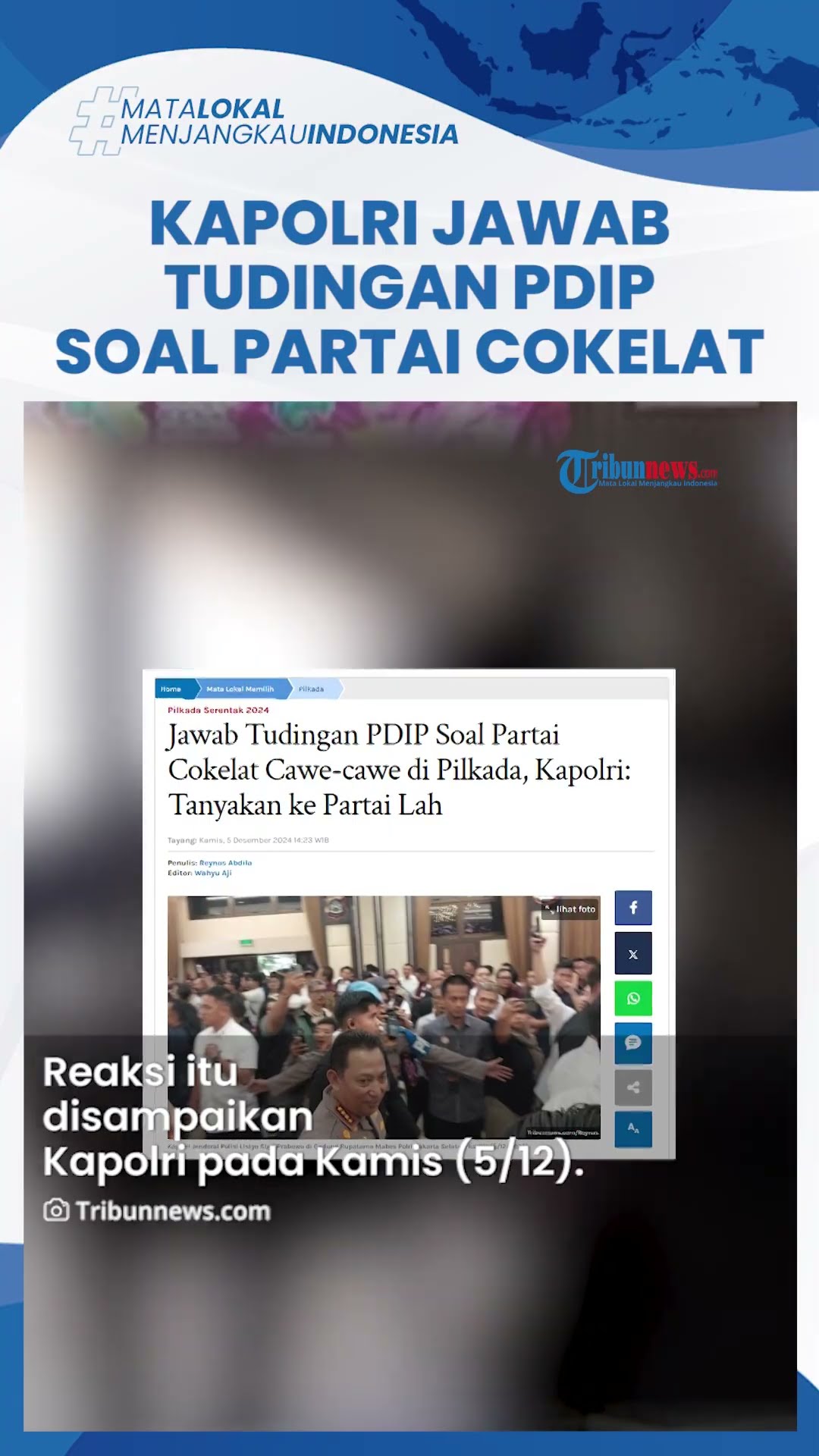 Kapolri Jawab Tuduhan PDIP soal Partai Cokelat Cawe-Cawe hingga Beri Tekanan di Pilkada 2024