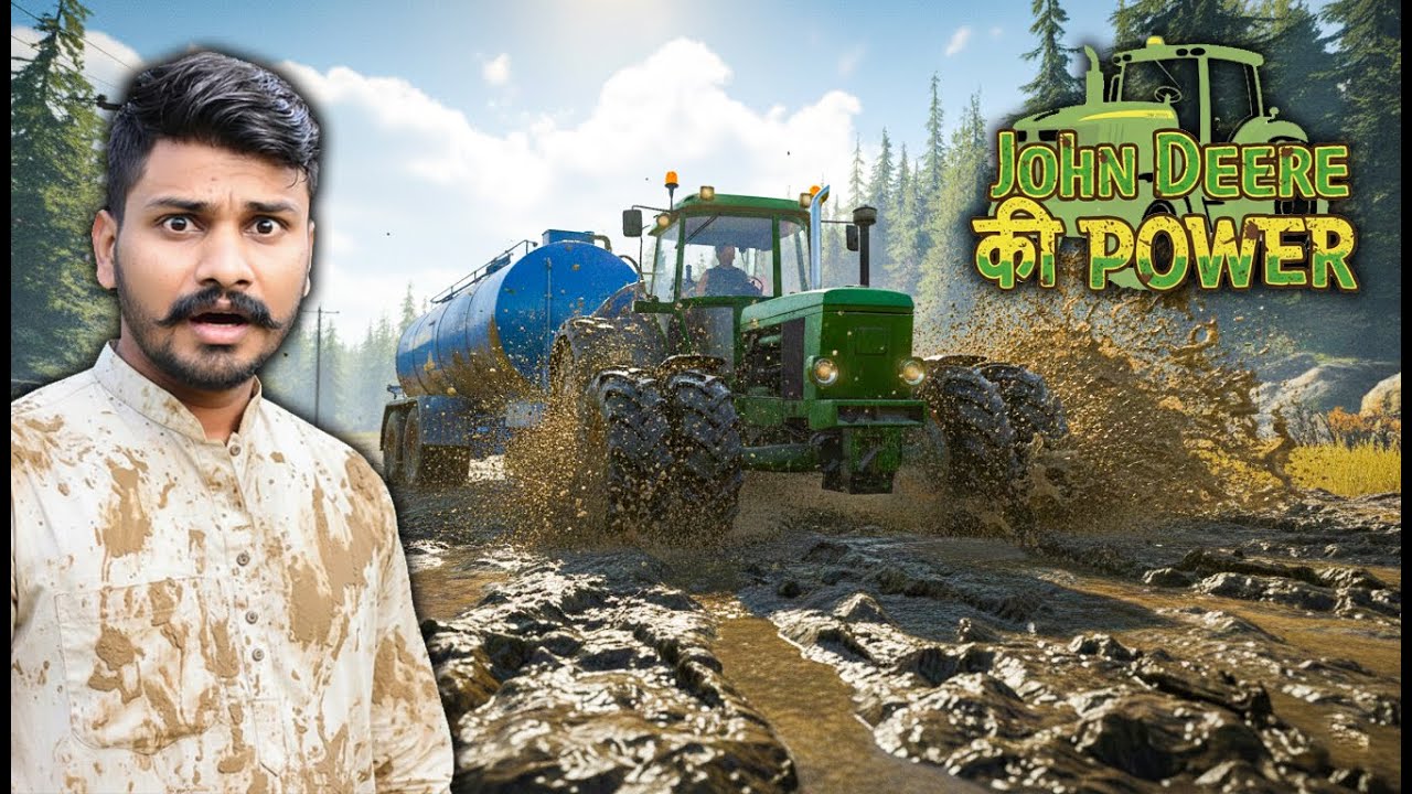BIG MISTAKE! John Deere Stuck in Deep Mud | Full Power Rescue 🚜😱
