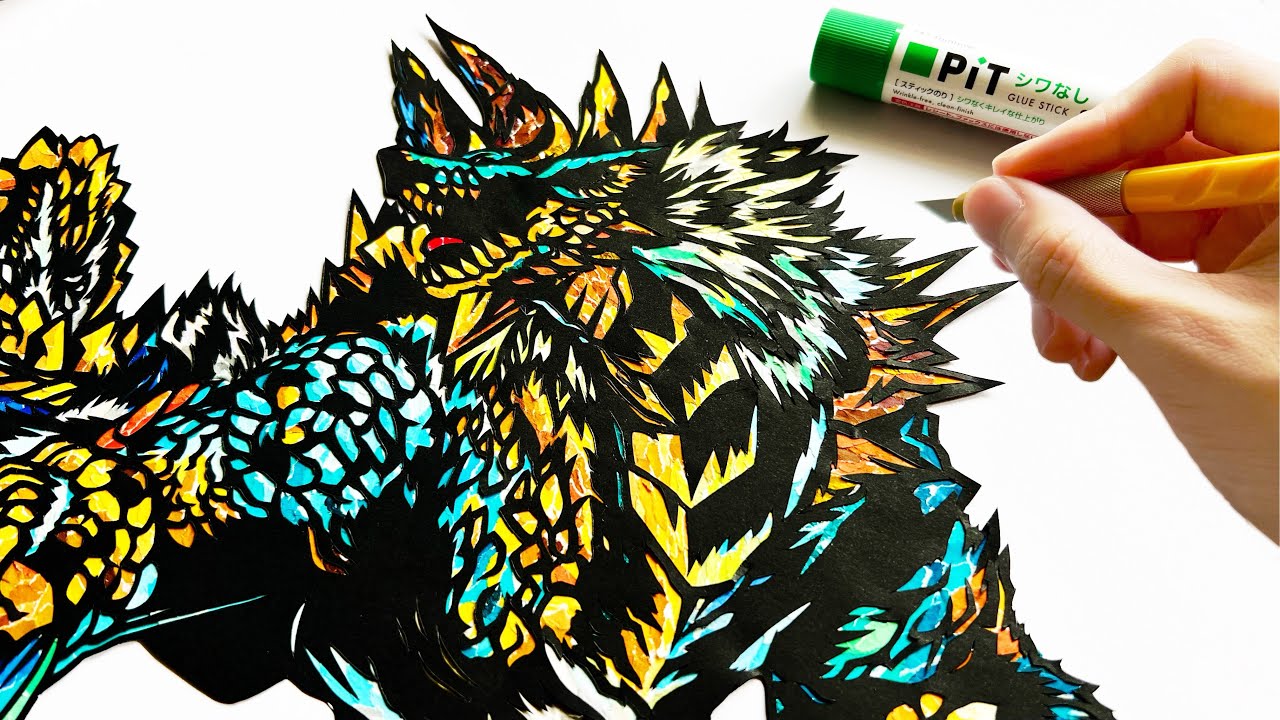 『 ちぎり絵 』 折紙】ちぎって描いてみた #ジンオウガ #折紙 #切り絵 #ちぎり絵