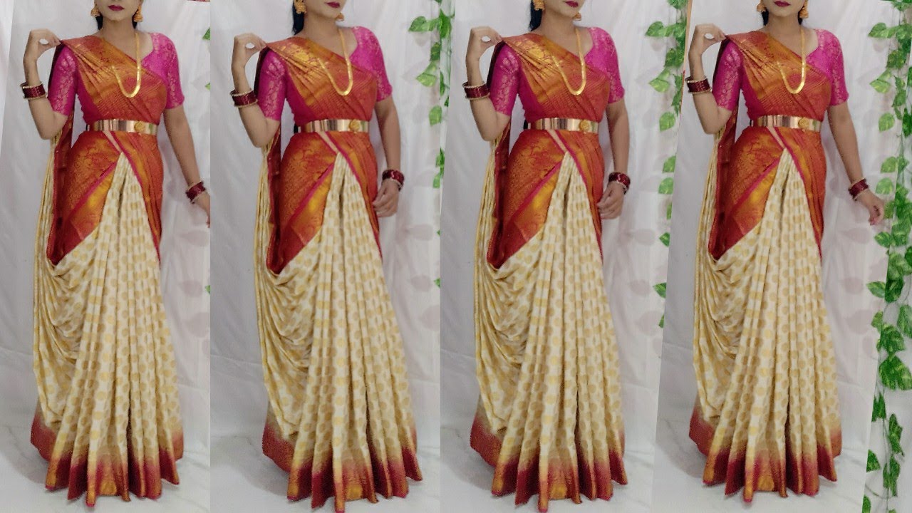 Очень простой и удобный способ драпировки сари. Элегантный и красивый стиль ношения сари. Различн...