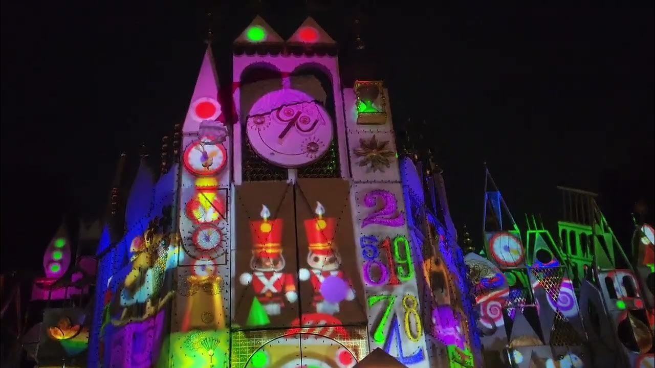 It's a Small World Holiday Clock Parade & Projection Show view from station Disneyland CA 12/10