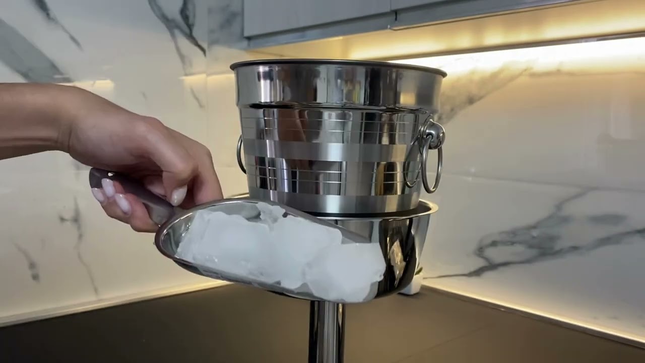 Set 3 Contenitori Per Champagne Con Supporto - Secchiello In Acciaio Inox, Per Feste, Interni Ed Esterni