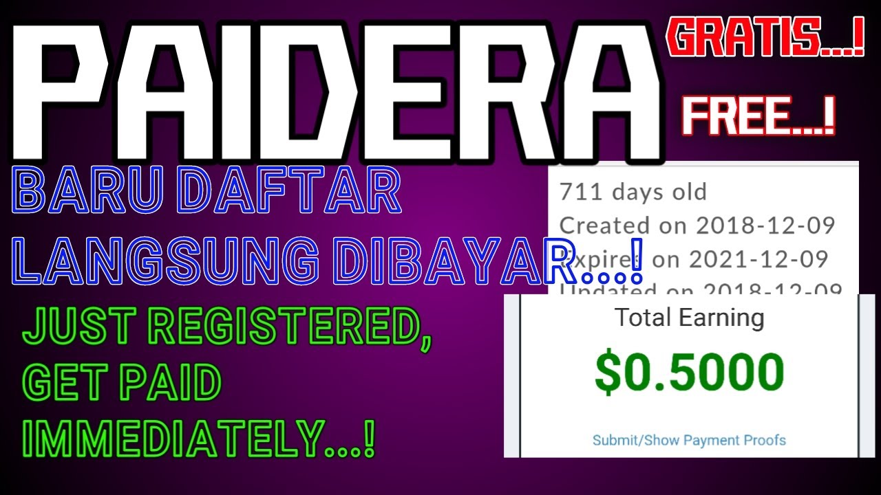 Situs Web Penghasil Uang Gratis Paidera Terima Bayaran Melalui Paypal Youtube