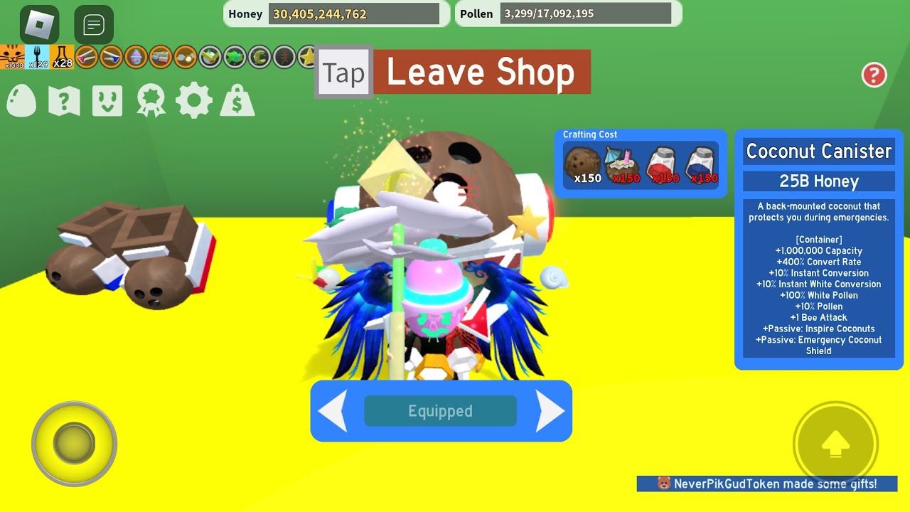 Getting the Coconut Canister in Bee Swarm Simulator YouTube