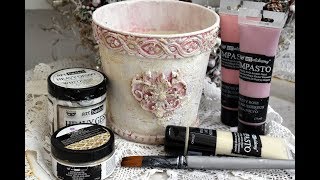Impasto Pastels Paint Mixedmedia Flower Pot for Christmas