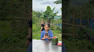 Grandma performed a magic trick with a watermelon that surprised everyone. #funny #grandma #magic