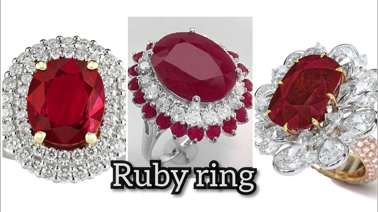 Elegant Ruby & white diamond Ring designs || Engagement Ruby ring || Roka & Wedding's Ruby Ring's