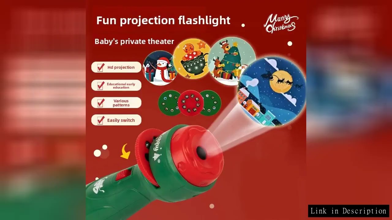 Christmas Cartoon Projection Flashlight  Creative Children Flashlight Toy Projector Baby Toys Bedtim
