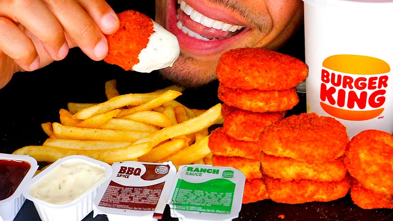 ASMR BURGER KING GHOST PEPPER CHICKEN NUGGETS EATING MUKBANG JERRY NO TALKING
