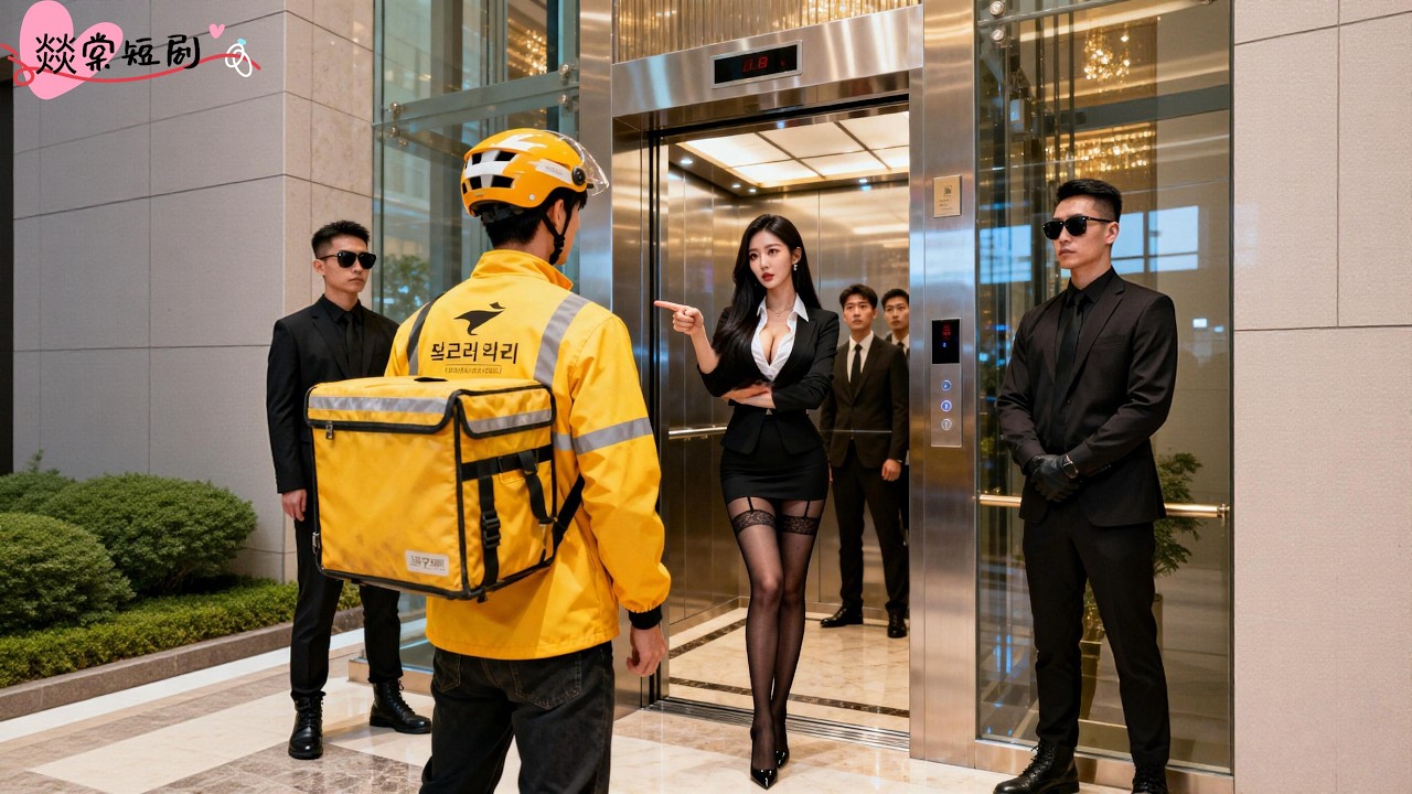 勢力女嫌棄外送小夥難聞將他趕出電梯，只有一旁的美女總裁為小夥子出頭！豈料小夥竟是千億首富考察公司，當場一個電話開除勢力女整頓公司震驚全場，幫助美女總裁登頂巔峰！#一脚踹出个千亿首富