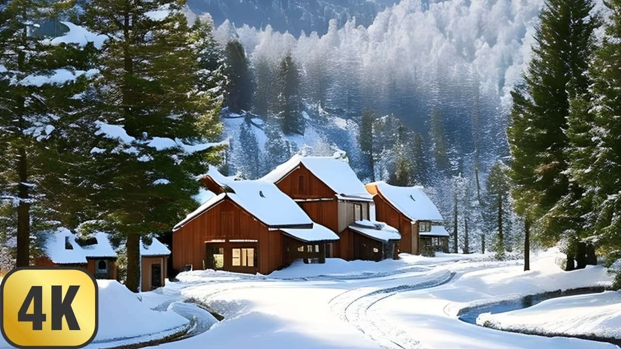 Снежные пейзажи 4K с расслабляющей фортепианной музыкой для йоги и медитации