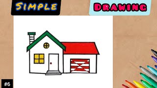 house and garage || easy drawing and coloring a house for kids || simple drawing for beginners|| #6