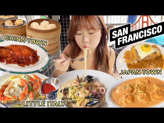 SAN FRANCISCO FOOD in CHINA TOWN, JAPAN TOWN & LITTLE ITALY! (Dim sum, Katsu Curry, Crab + Pasta) class=