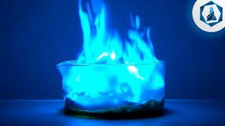 Blue flame. Experiment.