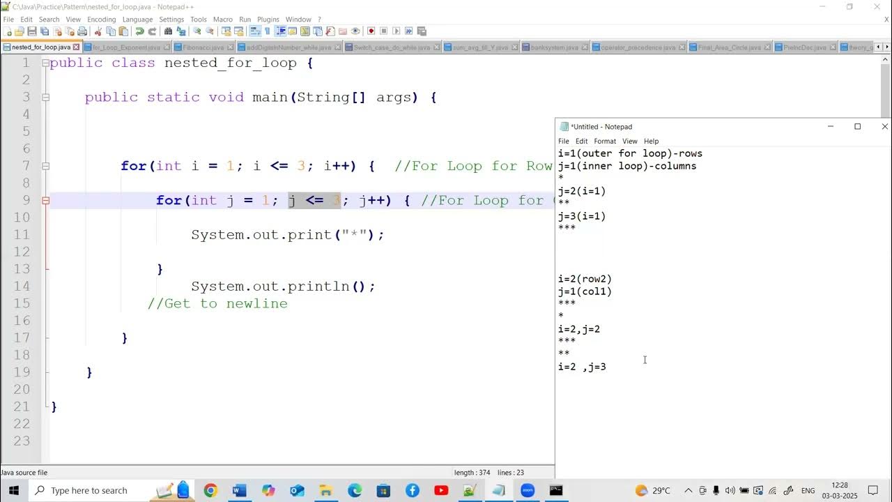 Nested For loop in Java - YouTube
