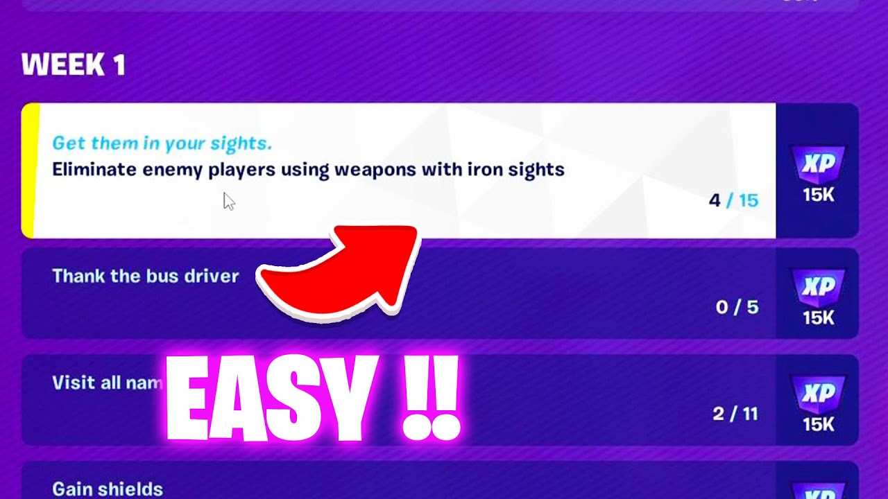 Eliminate Enemy Players Using Weapons With Iron Sights Fortnite YouTube