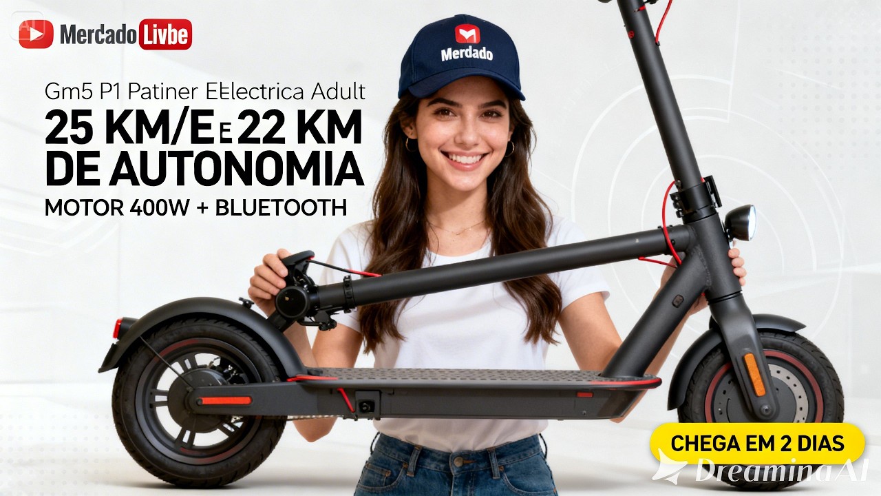 Patinete Elétrico Adulto 400W GM5 P1 22km de Autonomia, Dobrável, Até 120kg | Melhor Custo-Benefício
