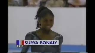 Surya Bonaly first ever to do a backflip on ice landing on one foot