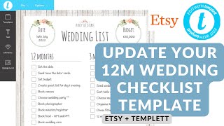 How to edit your new 12 month custom wedding checklist template using Templett & Etsy