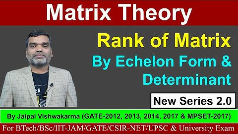 Matrix Theory - Rank of Matrix By Determinant & Echelon Form (Lecture-3) #GATE #IITJAM #CSIRNET