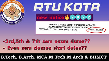 RTU New notice🔥 2022 | RTU Exam update | RTU Kota