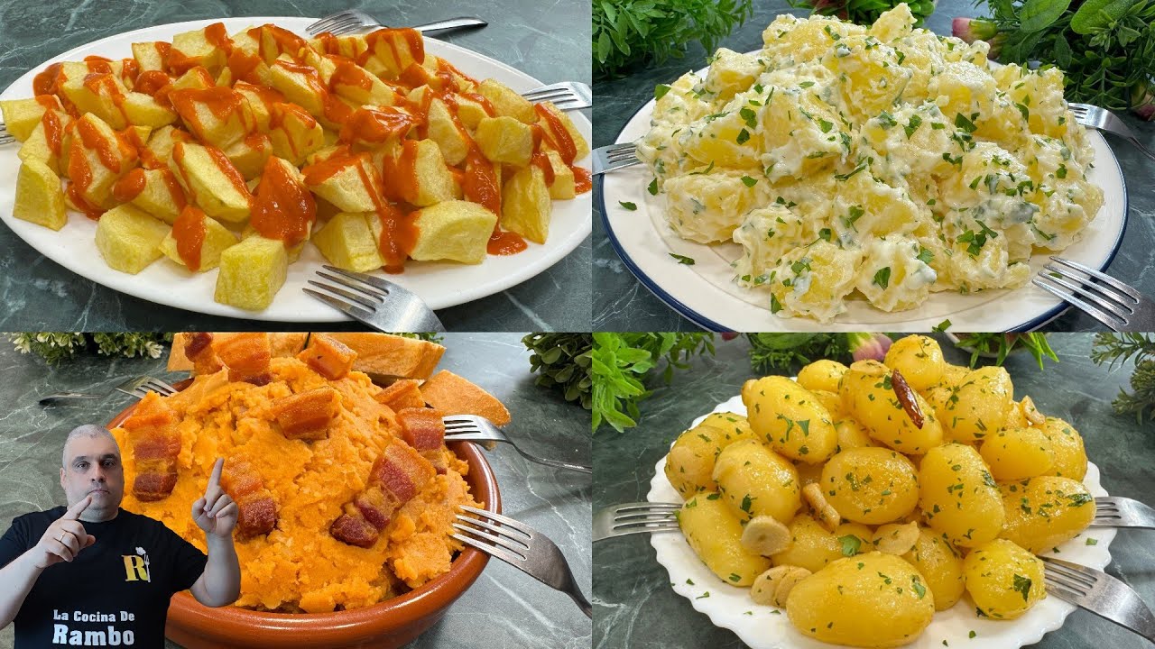 4 Recetas de Patatas Fáciles y Económicas 😍 ¡Te encantará! Recetas de Papas