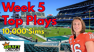 Top week 5 NFL Football DFS Plays based on 10,000 Simulations in Excel