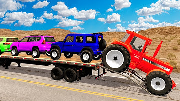 Flatbed Truck Mcqueen | Transportation with Truck - Pothole vs Car #8 - BeamNG.Drive