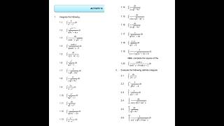Activity 8   INTEGRALS INVOLVING INVERSE HYPERBOLIC FUNCTIONS
