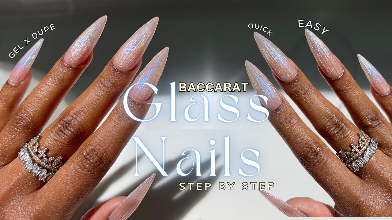 How To Do Gel X Nails AT Home | Baccarat Inspired Glass Nails ✨ | gel x nails tutorial