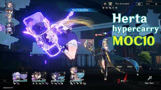Former best female ice dps Herta (e6 / BD si3) hypercarry MoC 10 (First Half / 2 cycles) | HSR