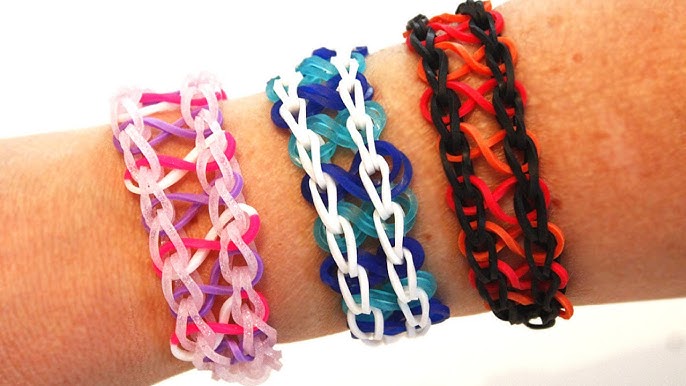 Tutoriel : réaliser un bracelet élastique manchette avec une seule machine  RAINBOW LOOM (français) 